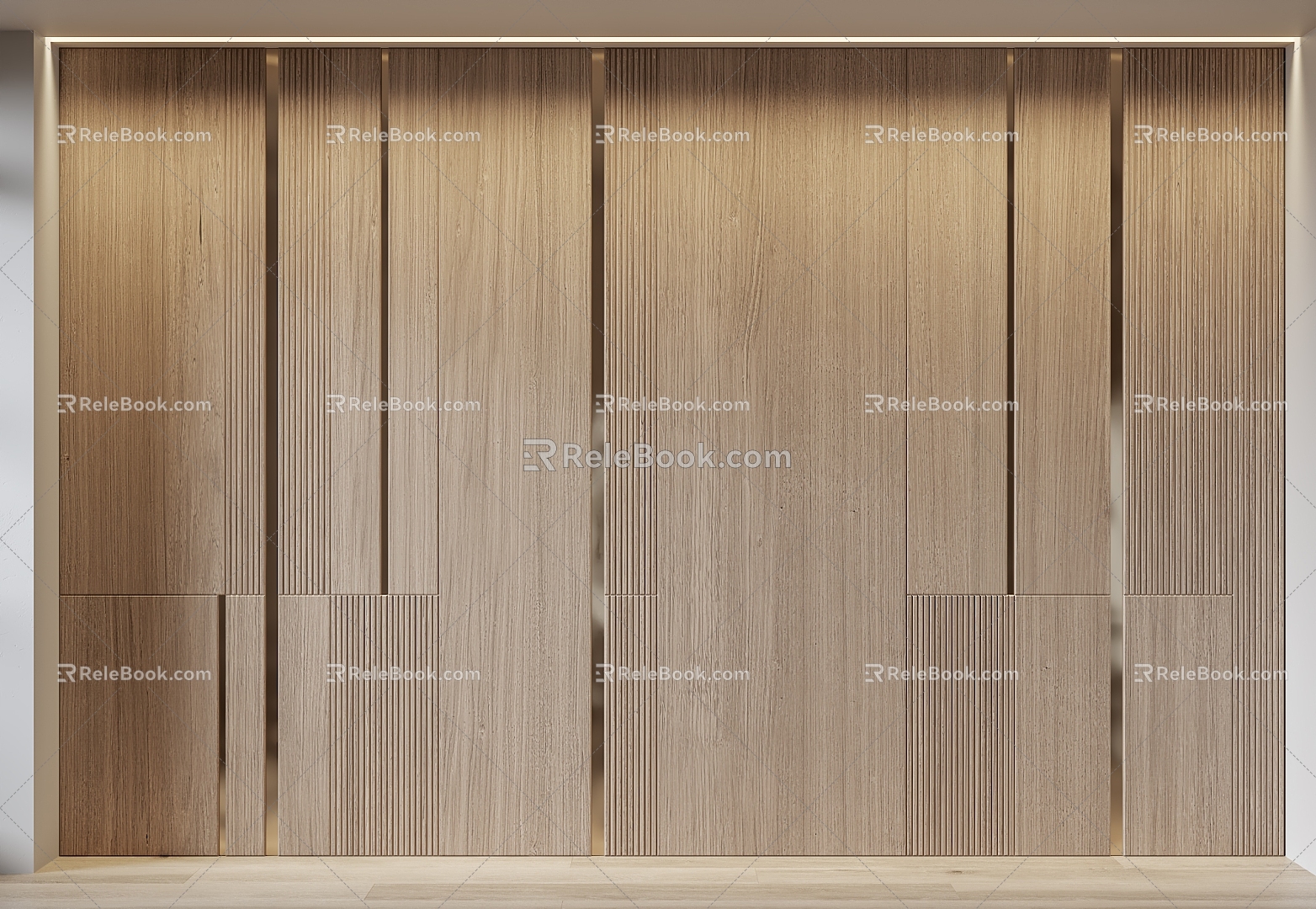 Modern wood veneer modeling background wall wall decorative wall panel 3d model