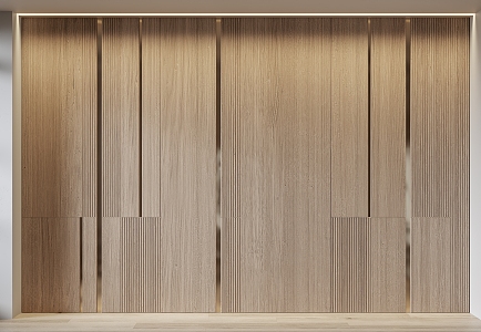 Modern wood veneer modeling background wall decorative wall panel 3d model