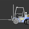 Blue Forklift With Yellow And Black Stripes And Gas Cylinder Industrial Vehicle
