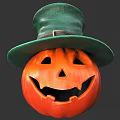 Game Movie Character Jack o Lanterns Wearing Green Hats And Smiling Faces
