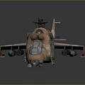 Realistic Armed Rusty Military Helicopter Marked 06 With Red Star