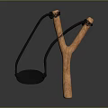 Wooden Slingshot with Black Rubber Bands and Leather Pouch for Outdoor Activities