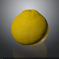 Ripe Fresh Yellow Pomelo Fruit on Black Background with Reflection