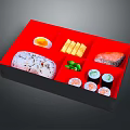 Colorful Sushi Bento Box With Fresh Sashimi Rolls Egg And Cheese Sticks
