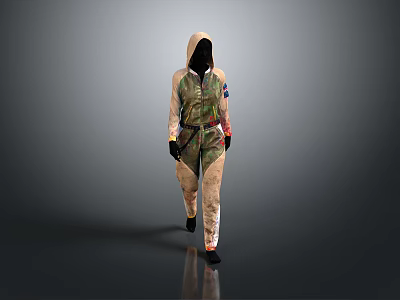 Hooded Multicolor Protective Coverall for Daily Use with Comfortable Fit and Durable Design 3d model