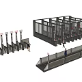 Industrial Equipment For Transportation Hubs With Multiple Metal Turnstiles And Pedestrian Access