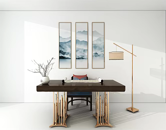 Light Luxury Desk Chair Desk 3d model