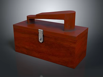 Wooden Hardware Toolbox With Metal Latch And Rectangular Design For Storage 3d model