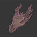 Detailed Animal Skull Organ Structure With Horns And Textured Bone Surface