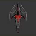 Sci Fi Spaceship Model With Red And Gray Sleek Design Sharp Wings And Detailed Body 3d model