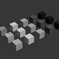 Brick Wall Components Featuring Gray And White Bricks With Mortar Joints 3d model