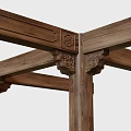 Traditional Wooden Architectural Components With Intricate Carvings And Cross Beam Joints