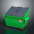 Green Household Trash Bin With Black Lid And Red Label For Daily Use