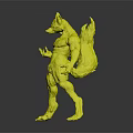 Anthropomorphic Fox Character With Muscular Build Orange Fur White Chest Standing Pose