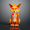 Cartoon Fox Game Movie Character with Orange Fur White Belly Big Eyes Pointed Ears