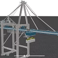 Industrial Gantry Crane With White Metal Frame And Blue Conveyor For Port Cargo Handling