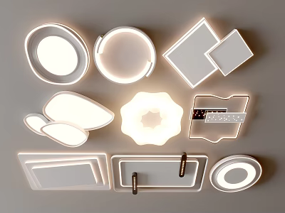 Various Modern Ceiling Lights With Round Square And Petal Shaped Designs 3d model