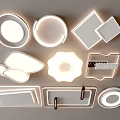 Various Modern Ceiling Lights With Round Square And Petal Shaped Designs 3d model