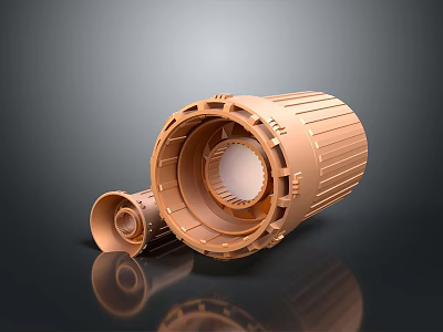 Industrial Mechanical Component Cylindrical Metal Structure With Internal Details And Shiny Surface 3d model