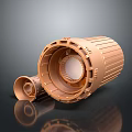 Industrial Mechanical Component Cylindrical Metal Structure With Internal Details And Shiny Surface 3d model