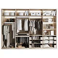Organized Walk-in Closet with Hanging Clothes Folded Clothes Shoes Bags Storage Boxes and Shelves