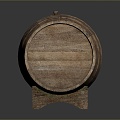 Wooden Barrel Water Barrel Old Wooden Barrel Water Barrel Pot Container Realistic 3d model