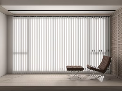 White Venetian Blinds For Window In Modern Interior With Chairs And Wooden Floor 3d model