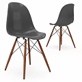 Modern Wooden Dining Table With Gray Chairs And Black Metal Frame