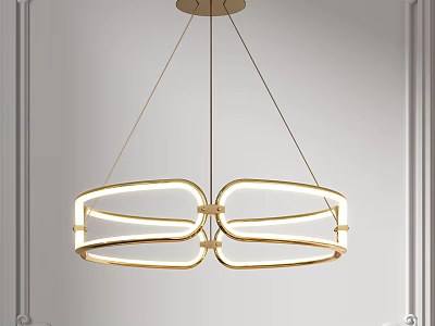 Modern Elegant Chandelier With Golden Frame Circular Design And Illuminated Light Strips 3d model