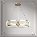 Modern Elegant Chandelier With Golden Frame Circular Design And Illuminated Light Strips