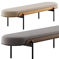 Stylish Modern Upholstered Bench With Metal Legs And Gray Throw Blanket