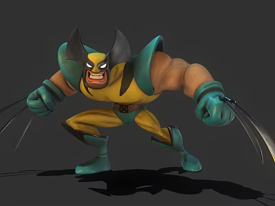 Wolverine Cartoon Wolf Game Character Superhero PBR Material Sci-Fi Characters 3d model
