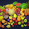 Fresh Colorful Assorted Fruits With Watermelon Pineapple Bananas Grapes And Strawberries