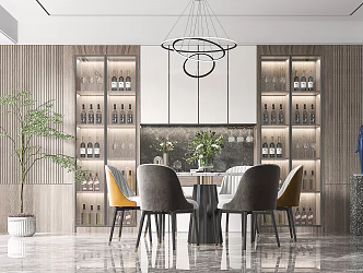 Modern Restaurant Dining Table and Chair Round Dining Table 3d model