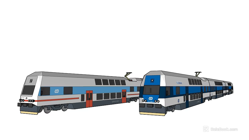 Modern Electric Train Featuring Blue White Red Exterior And Multiple Cars Design 3d model 