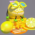 Vibrant Lemon Themed Photo Spot With Cartoon Character Sunglasses And Cool Summer Vibe