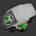 Green Character Driving Parachute Cart With White Gloves And Green White Wheels
