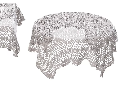 Elegant White Lace Tablecloths With Round Shape And Hollow Out Patterns 3d model