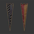 Decorative Tapered Pennant Flags Featuring Dark Striped And Red Toned Patterns