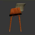 Modern Stylish Stool with Orange Curved Frame and Beige Plaid Fabric Seat for Contemporary Interior