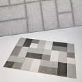 Modern Square Rug With Geometric Patchwork In Neutral Tones For Interior Decor 3d model