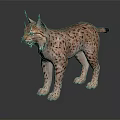 Realistic Wild Lynx with Spotted Fur Standing on Dark Background Showing Reflection 3d model