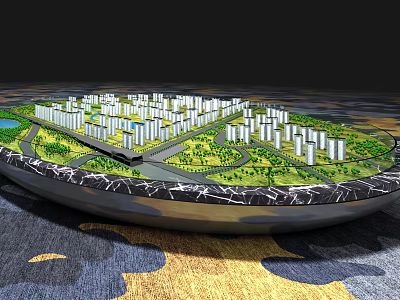 Detailed Urban Model Featuring White Buildings Green Areas And Roads 3d model