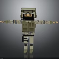 Pixel Style Military Character With Camouflage Uniform And Helmet