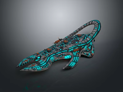 Futuristic Spaceship Design For Deep Space Exploration With Glowing Blue Accents 3d model