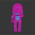 Turquoise Bear Robot In Astronaut Suit With Transparent Helmet Waving Hand