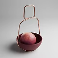 Fresh Red Onion Placed in Red Small Basket with Clear Close Up View