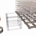 Reinforced Steel Frame Construction Structure With Multi Layer Rebar Mesh And Components 3d model