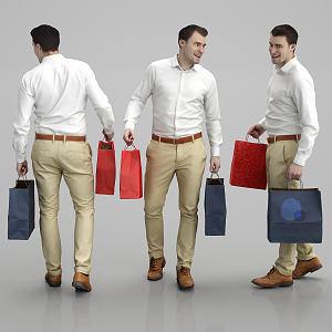 Modern Men Fashion Shopping Men 3d model