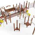 Wooden Playground Equipment With Slide Climbing Net Platforms And Play Elements